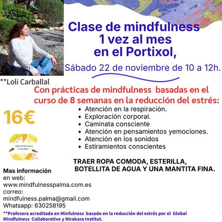 CLASE DE MINDFULNESS SABADO EN EL PORTIXOL